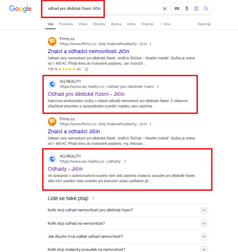 Odhad pro dedicke rizeni Jicin - Google